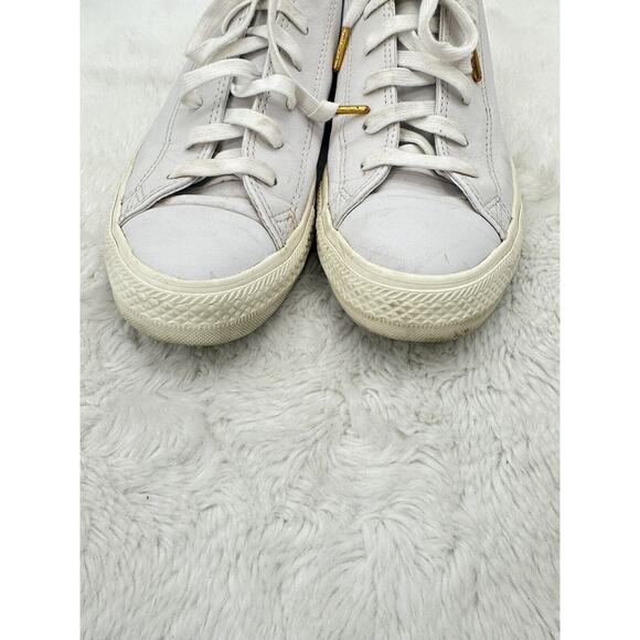 Converse Chuck Taylor All Star Dainty OFF WHITE / GOLD Leather Women 9.5 Men7.5 - Picture 3 of 10